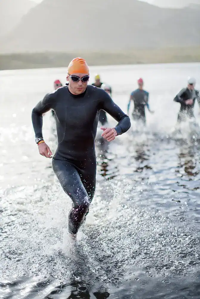Man running out of water during triathalon