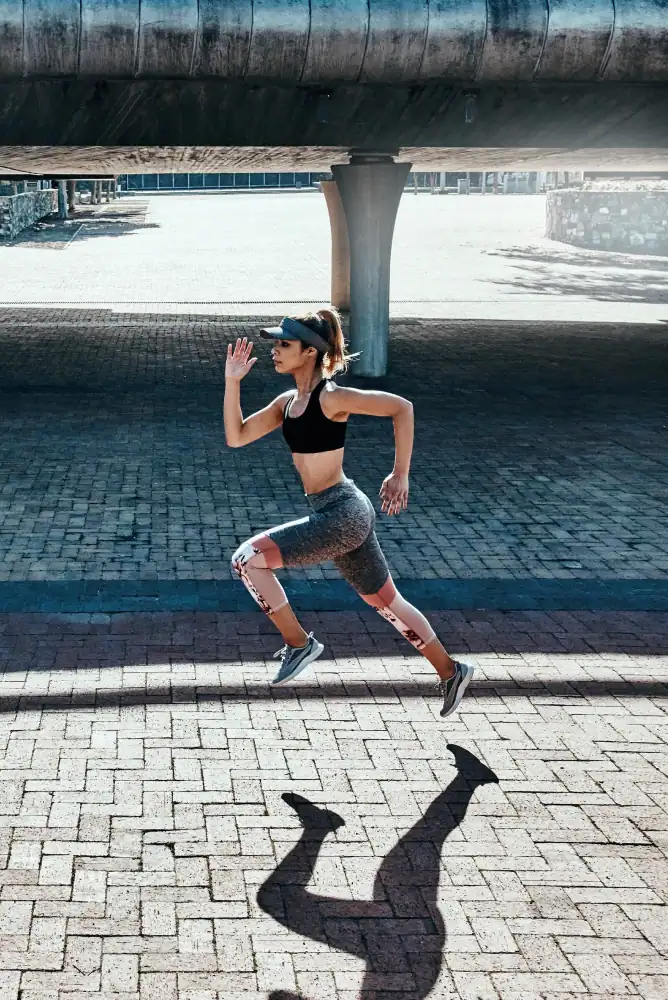 Woman running outside